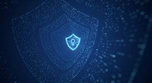 shield on tech background - cybersecurity concept