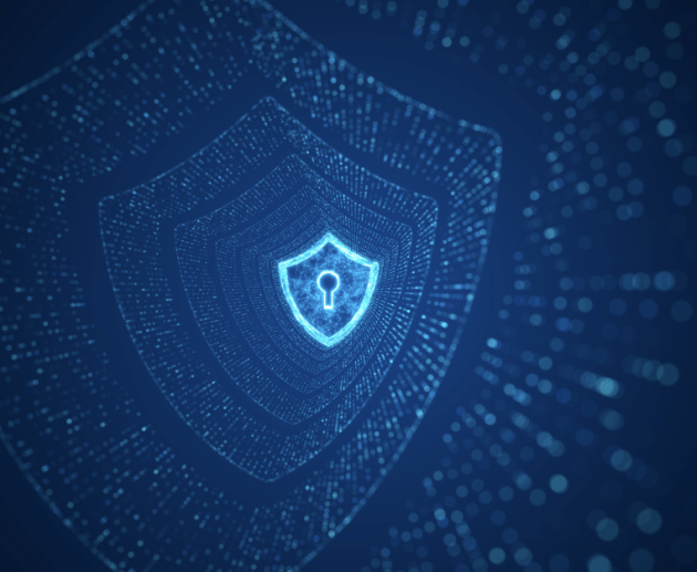 shield on tech background - cybersecurity concept