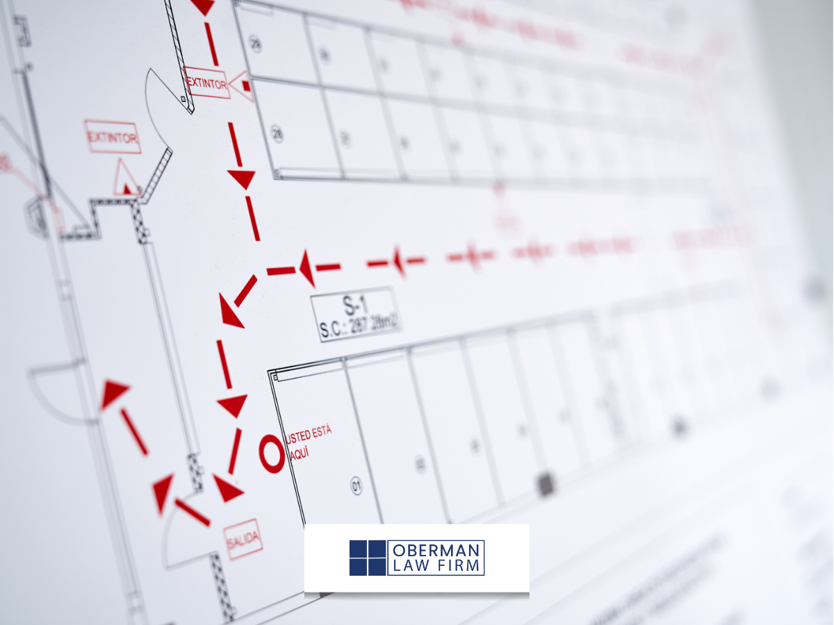 close up of an emergency exit plan for a building