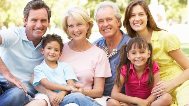 Extended Group Portrait Of Family Enjoying Day In Park