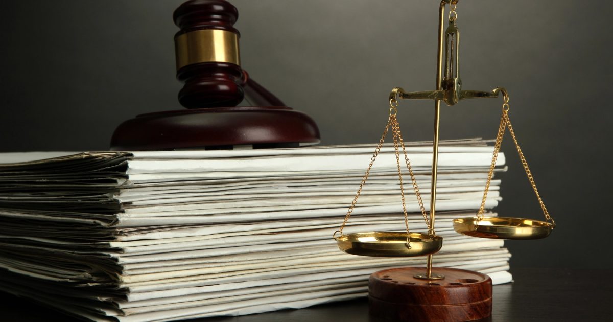 documents, scales of justice, and gaval